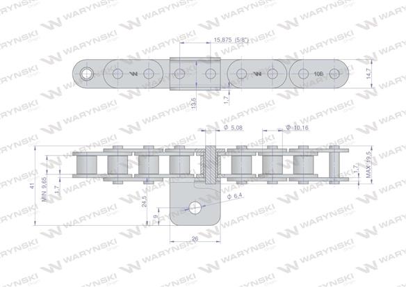 Łańcuch C10B (R1 5/8) przenośnika Kombajnu do Porzeczek 19 łopatek Waryński
