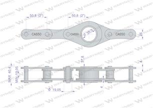 Łańcuch rolkowy CA650-1 104 ogniw 26 belek zastosowanie Prasa Zwijka Sipma Waryński