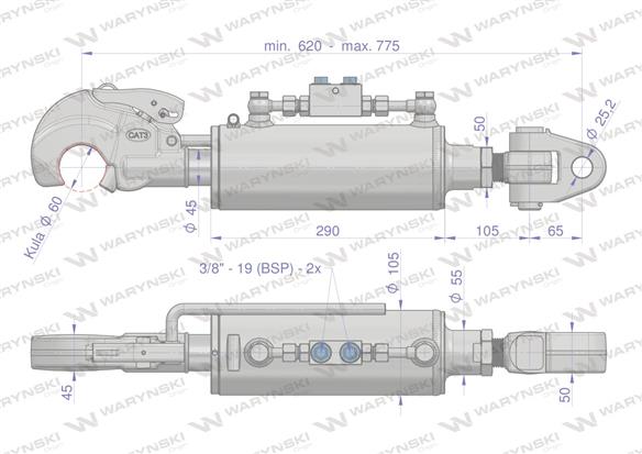 Łącznik Centralny Hydrauliczny KAT-3 FI25 Waryński