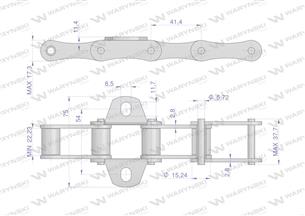 Łańcuch podajnika S45 łapka K1 co 4 ogniwa 5m Waryński