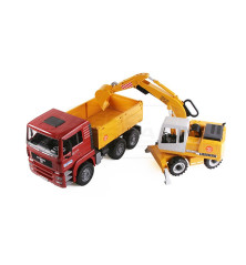 Ciężarówka wywrotka MAN TGA z koparką Liebherr Bruder 02751 BR02751