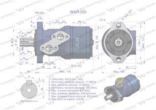 Silnik hydrauliczny orbitalny WMR 250 cm3/obr (110 bar / max.160 bar) Waryński