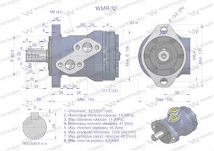 Silnik hydrauliczny orbitalny WMR 32 cm3/obr (100 bar / max.200 bar) Waryński