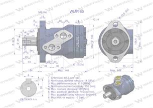 Silnik hydrauliczny orbitalny WMR 80 cm3/obr (140 bar / max.200 bar) Waryński