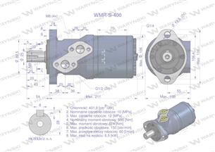 Silnik hydrauliczny orbitalny wzmacniany WMR-S 400 cm3/obr (100 bar / max.140 bar) Waryński