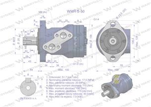 Silnik hydrauliczny orbitalny wzmacniany WMR-S 50 cm3/obr (175 bar / max.220 bar) Waryński