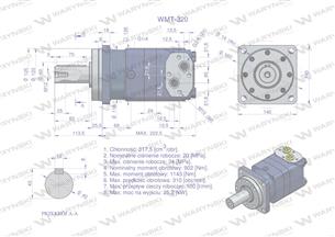 Silnik hydrauliczny orbitalny WMT 320 cm3/obr (200 bar / max.280 bar) Waryński