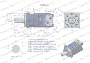 Silnik hydrauliczny orbitalny WMT 400 cm3/obr (180 bar / max.240 bar) Waryński