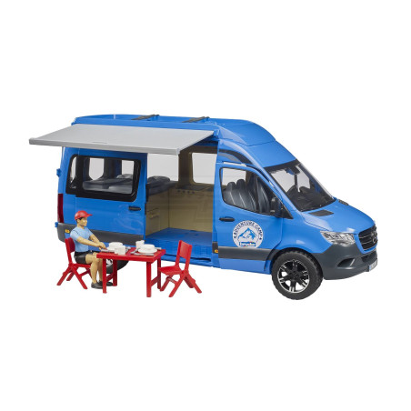 MB Sprinter Camper niebieski z figurką i z akcesoriami BR02684