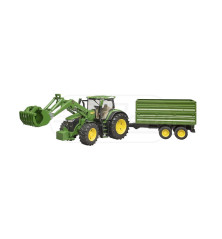 Traktor John Deere 7R 350 z ładowaczem czołowym i przyczepą Bruder 03155 BR-03155