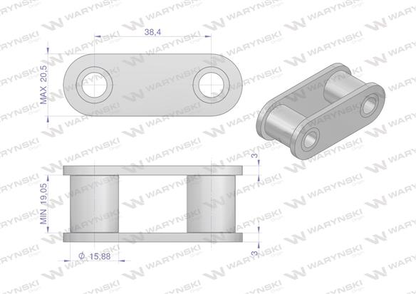 Ogniwo łańcucha 38.4VB Waryński ( sprzedawane po 5 )