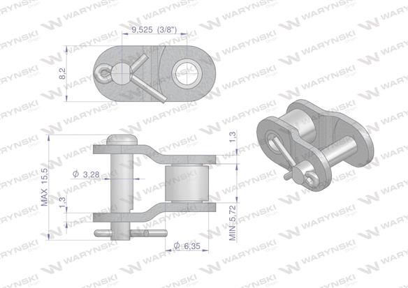 Półogniwo łańcucha P06B-1 (R1 3/8) Waryński ( sprzedawane po 10 )