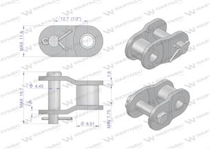 Półogniwo łańcucha prosta płytka P08B-1 (R1 1/2) Waryński ( sprzedawane po 10 )