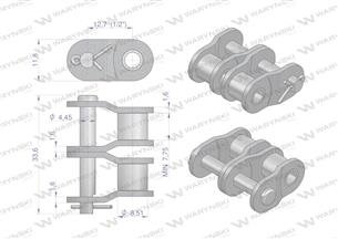 Półogniwo łańcucha prosta płytka P08B-2 (R2 1/2) Waryński ( sprzedawane po 10 )