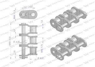 Półogniwo łańcucha P08B-3 (R3 1/2) Waryński ( sprzedawane po 5 )-36602