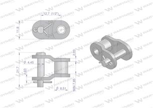 Półogniwo łańcucha wzmocnionego przemysłowego P08BH-1 (R1 1/2) Waryński ( sprzedawane po 10 )