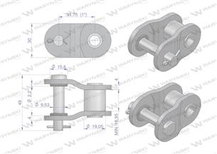 Półogniwo łańcucha z oringiem ANSI A 100 (R1 1.1/4) Waryński