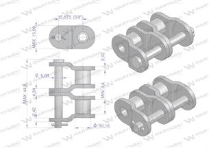 Półogniwo łańcucha przemysłowe P10AH-2 ANSI A 50H (R2 5/8) Waryński ( sprzedawane po 5 )