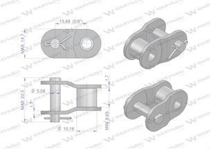 Półogniwo łańcucha prosta płytka P10B-1 (R1 5/8) Waryński ( sprzedawane po 10 )