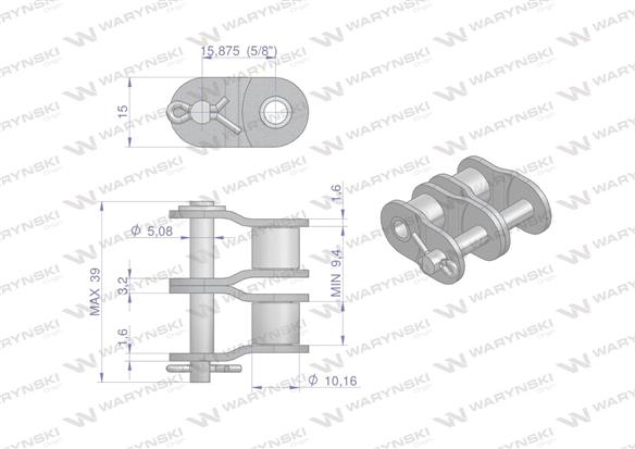 Półogniwo łańcucha 10B-2 (R2 5/8) Waryński ( sprzedawane po 10 )