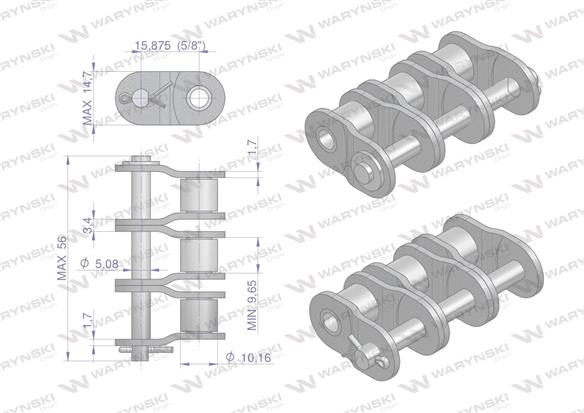 Półogniwo łańcucha P10B-3 (R3 5/8) Waryński ( sprzedawane po 5 )