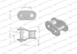 Półogniwo łańcucha wzmocnionego przemysłowego P10BH-1 (R1 5/8) Waryński ( sprzedawane po 10 )