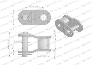 Półogniwo łańcucha 12B-1 (R1 3/4) Waryński ( sprzedawane po 10 )