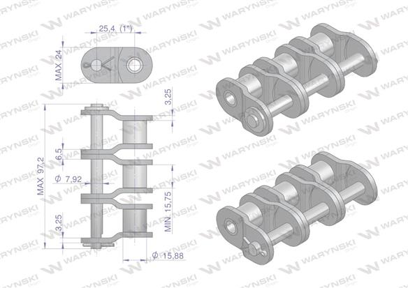 Półogniwo łańcucha wzmocnione P16A-3 ANSI A 80 (R3 1) Waryński ( sprzedawane po 5 )