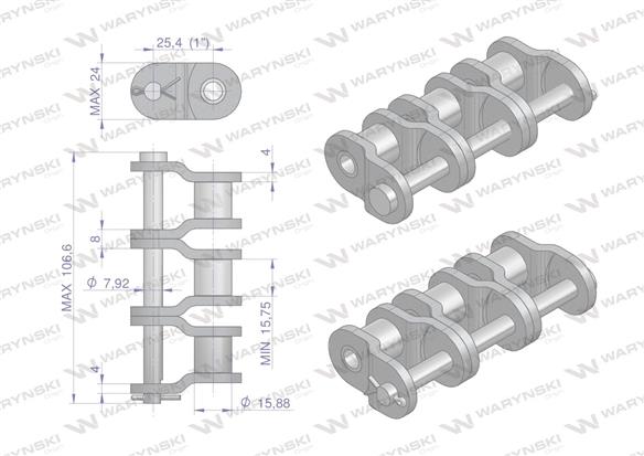 Półogniwo łańcucha przemysłowe P16AH-3 ANSI A 80H (R3 1) Waryński ( sprzedawane po 5 )-36465