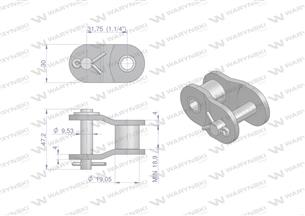 Półogniwo łańcucha wzmocnione P20A-1 ANSI A 100 (R1 1.1/4) Waryński ( sprzedawane po 5 )