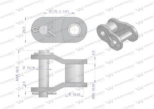 Półogniwo łańcucha 20B-1 (R1 1.1/4) Waryński ( sprzedawane po 5 )