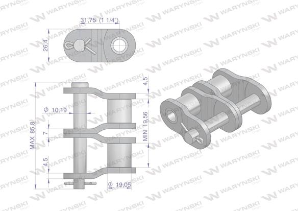 Półogniwo łańcucha 20B-2 (R2 1.1/4) Waryński ( sprzedawane po 5 )