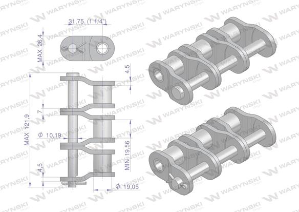 Półogniwo łańcucha P20B-3 (R3 1.1/4) Waryński ( sprzedawane po 3 )