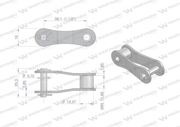 Półogniwo łańcucha 212B (R1 1.1/2) Waryński ( sprzedawane po 5 )