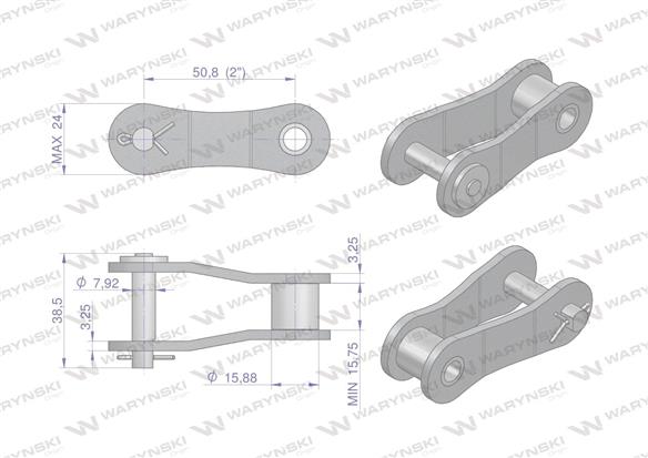 Półogniwo łańcucha P216A 2080 (R1 2) Waryński ( sprzedawane po 5 )