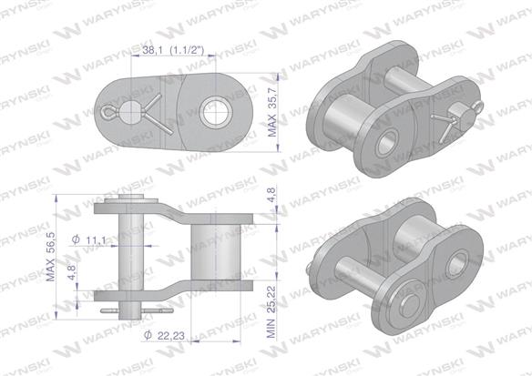 Półogniwo łańcucha wzmocnione P24A-1 ANSI A 120 (R1 1.1/2) Waryński ( sprzedawane po 2 )-36552