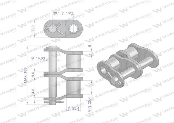 Półogniwo łańcucha P24B-2 (R1 1.1/2) Waryński ( sprzedawane po 1 )