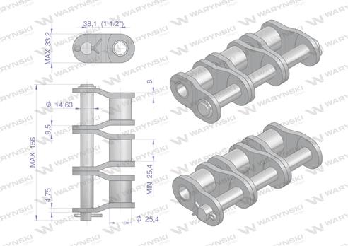 Półogniwo łańcucha P24B-3 (R3 1.1/2) Waryński