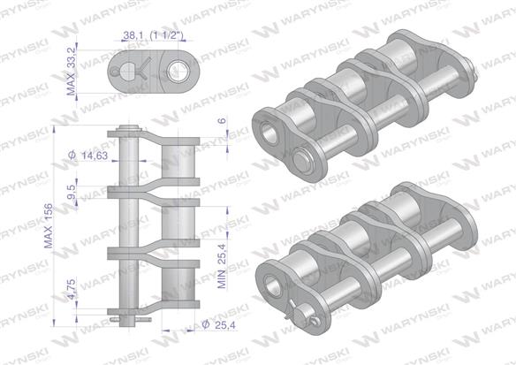 Półogniwo łańcucha P24B-3 (R3 1.1/2) Waryński