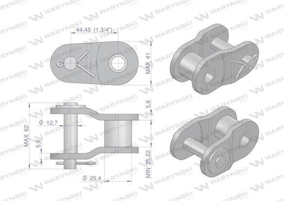 Półogniwo łańcucha wzmocnione P28A-1 ANSI A 140 (R1 1.3/4) Waryński