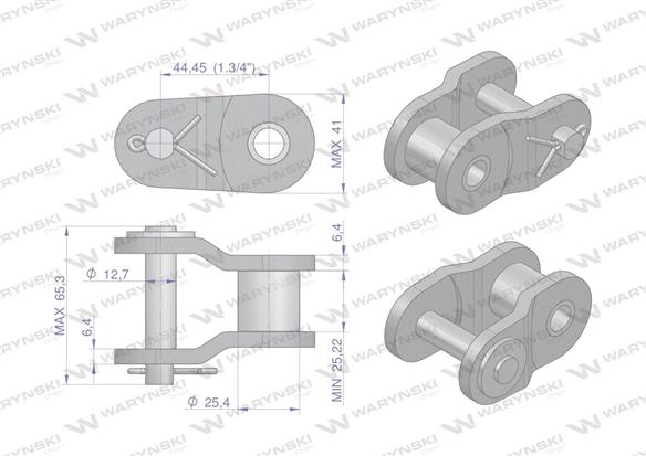 Półogniwo łańcucha wzmocnione P28AH-1 ANSI A 140H (R1 1.3/4) Waryński