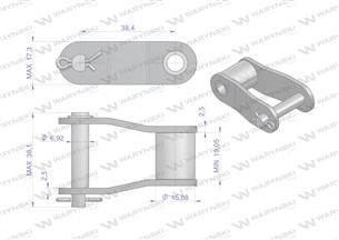 Półogniwo łańcucha 38.4R Waryński ( sprzedawane po 5 )
