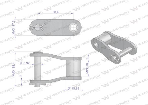 Półogniwo łańcucha 38.4V Waryński ( sprzedawane po 5 )