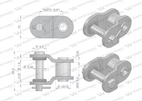 Półogniwo łańcucha z oringiem ANSI A 50 (R1 5/8) Waryński ( sprzedawane po 5 )