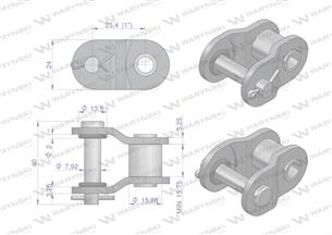 Półogniwo łańcucha z oringiem ANSI A 80 (R1 1) Waryński ( sprzedawane po 2 )