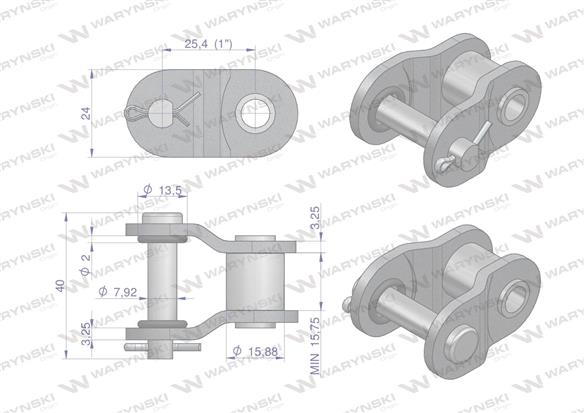 Półogniwo łańcucha z oringiem ANSI A 80 (R1 1) Waryński ( sprzedawane po 2 )