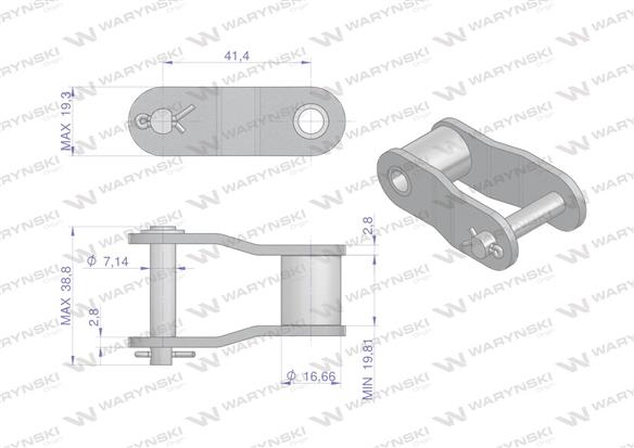 Półogniwo łańcucha CA550 Waryński ( sprzedawane po 5 )-37494