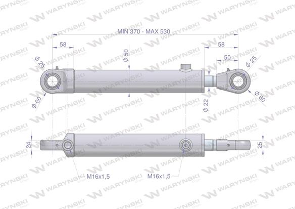 Cylinder hydrauliczny - siłownik dwustronny CJ2F-40/22/160 Waryński