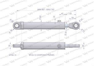Cylinder hydrauliczny - siłownik jednostronny pomocniczy podnośnika (86409904. SMT 2.50/32/305. 86409906) C-385 Waryński