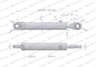 Cylinder hydrauliczny - siłownik dwustronny (7210120053. CJ2*63/36*320z+KT2) chwytak TUR Waryński